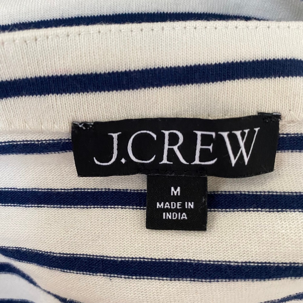 J. Crew Terry Top Striped Cropped Pearl Fringe Medium - Picture 3 of 4